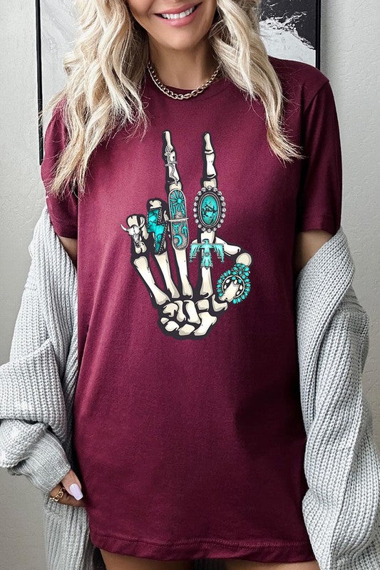 Peace Out Concho Rings Western Graphic Tee