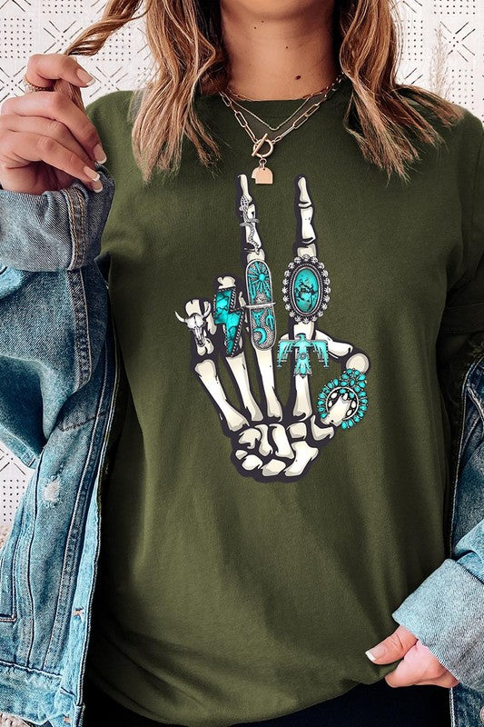 Peace Out Concho Rings Western Graphic Tee