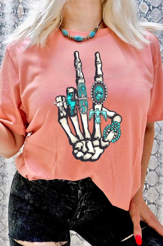 Peace Out Concho Rings Western Graphic Tee