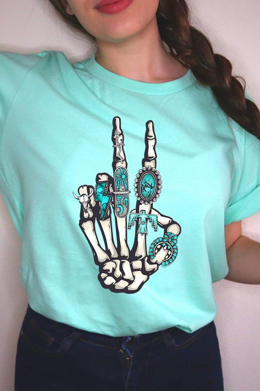 Peace Out Concho Rings Western Graphic Tee