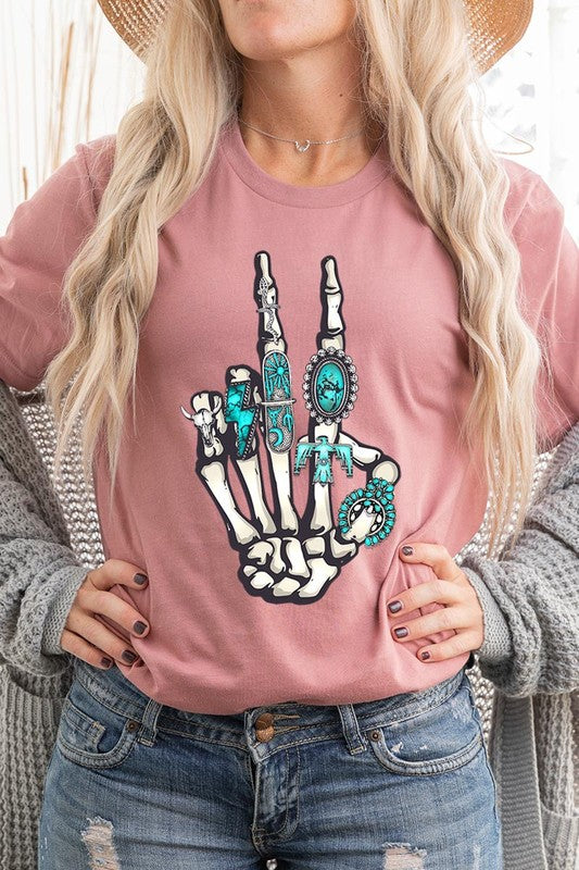 Peace Out Concho Rings Western Graphic Tee