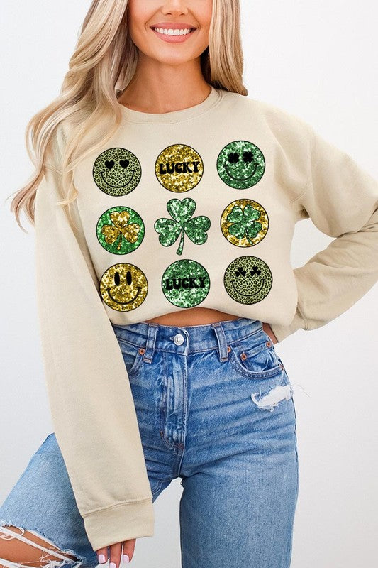 Irish Smile St. Patrick's Day Graphic Fleece Sweatshirt