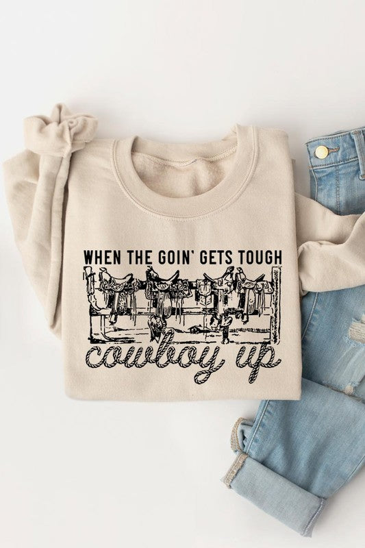 Cowboy Up Western Saddle Graphic Fleece Sweatshirt