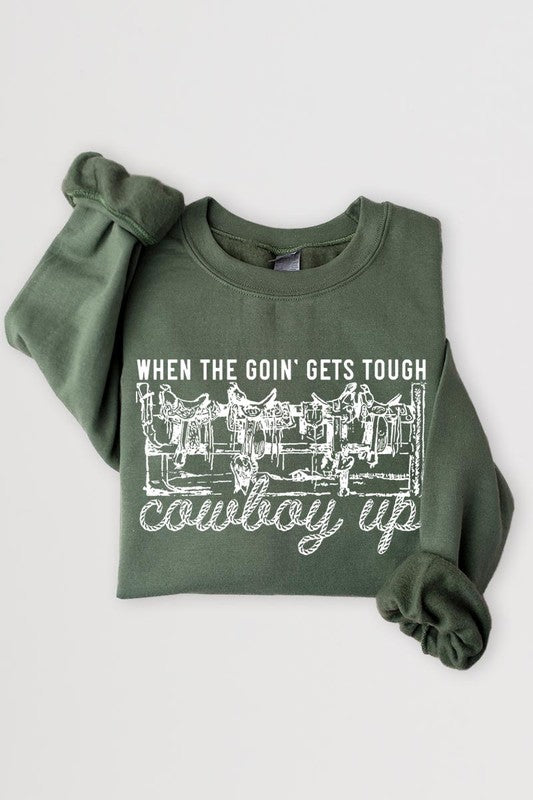 Cowboy Up Western Saddle Graphic Fleece Sweatshirt