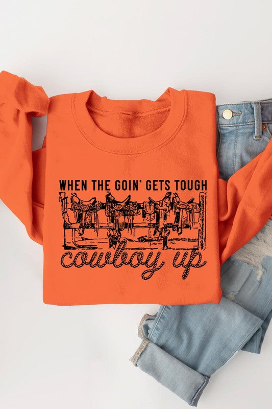 Cowboy Up Western Saddle Graphic Fleece Sweatshirt