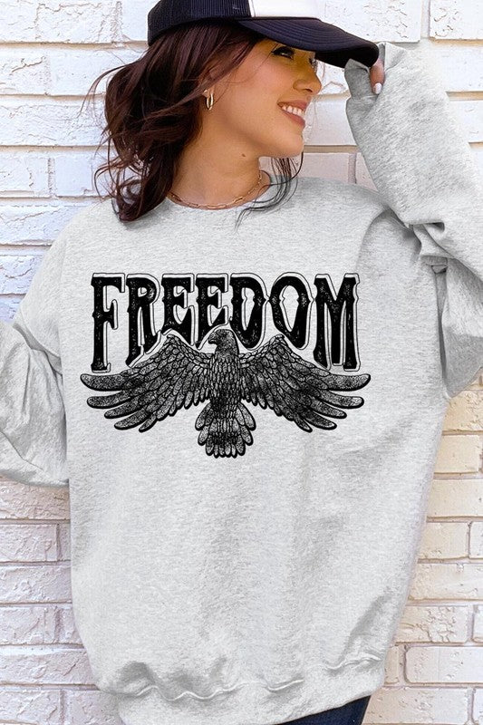 Freedom Eagle Oversized Graphic Fleece Sweatshirt