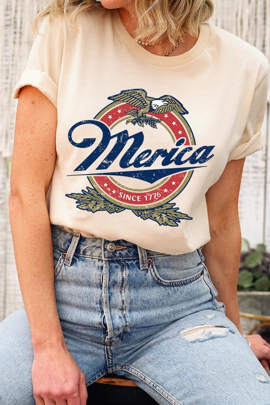 Merica 1776 American Eagle Beer Graphic Tee