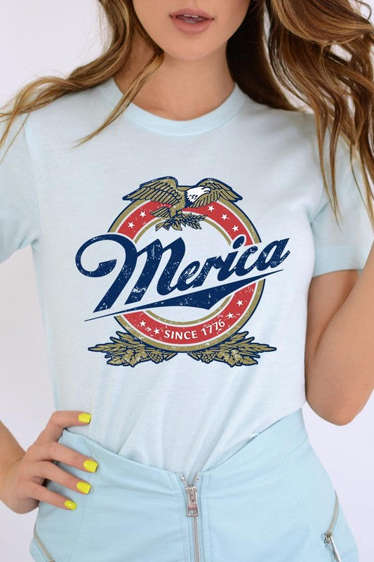 Merica 1776 American Eagle Beer Graphic Tee