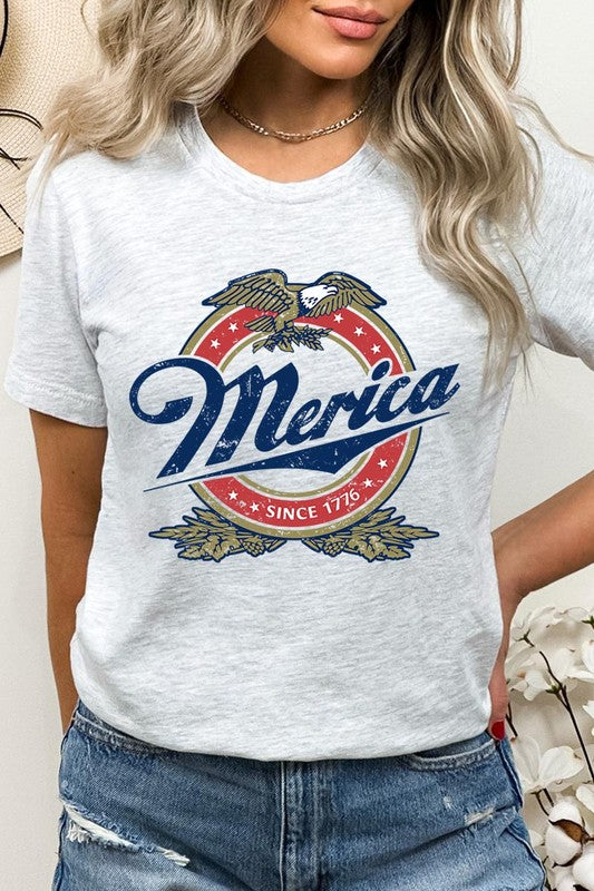 Merica 1776 American Eagle Beer Graphic Tee