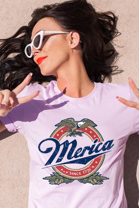 Merica 1776 American Eagle Beer Graphic Tee