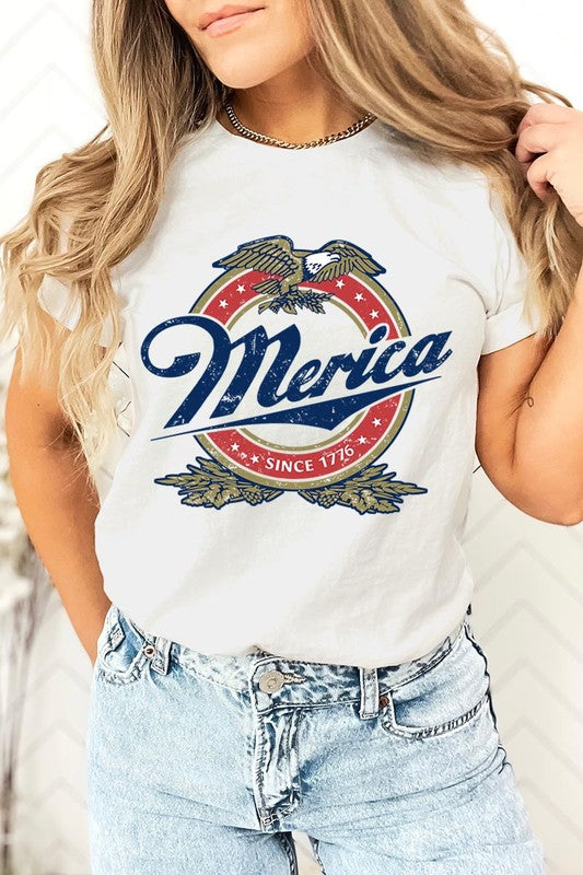 Merica 1776 American Eagle Beer Graphic Tee