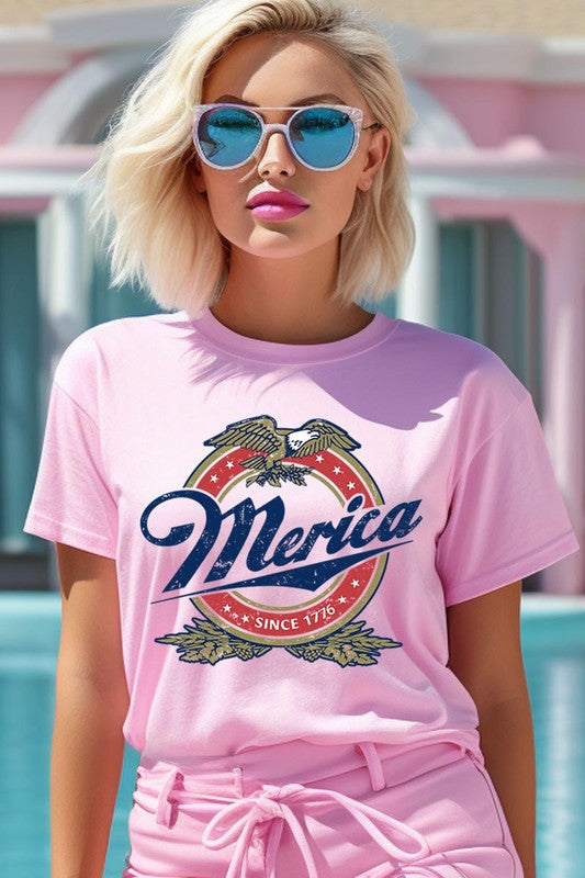 Merica 1776 American Eagle Beer Graphic Tee