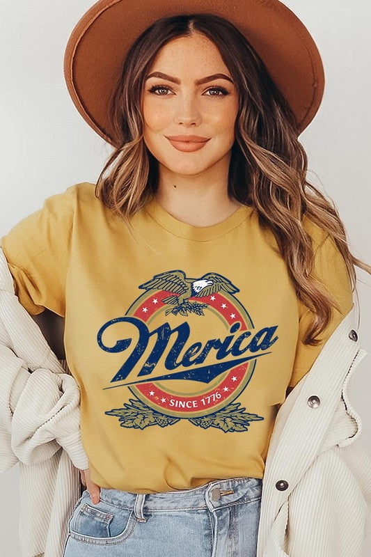 Merica 1776 American Eagle Beer Graphic Tee