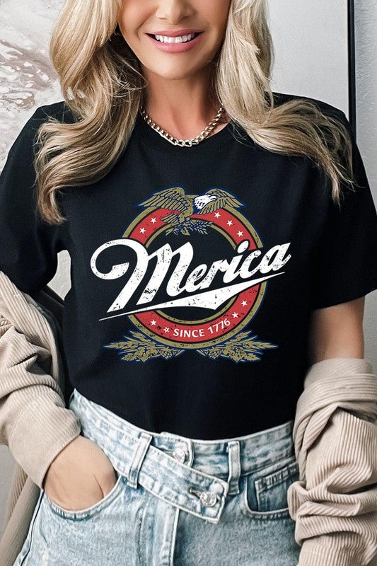 Merica 1776 American Eagle Beer Graphic Tee