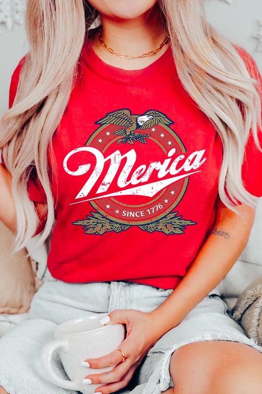 Merica 1776 American Eagle Beer Graphic Tee