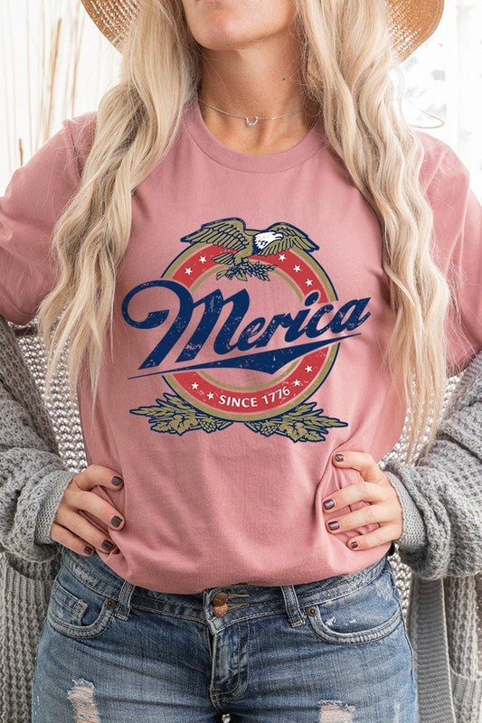 Merica 1776 American Eagle Beer Graphic Tee