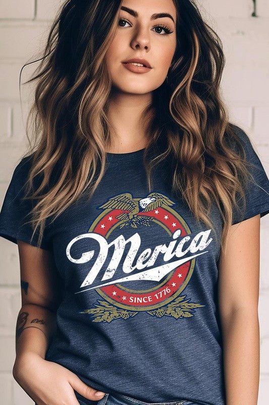 Merica 1776 American Eagle Beer Graphic Tee