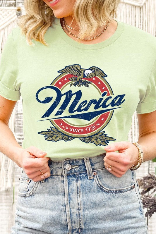 Merica 1776 American Eagle Beer Graphic Tee