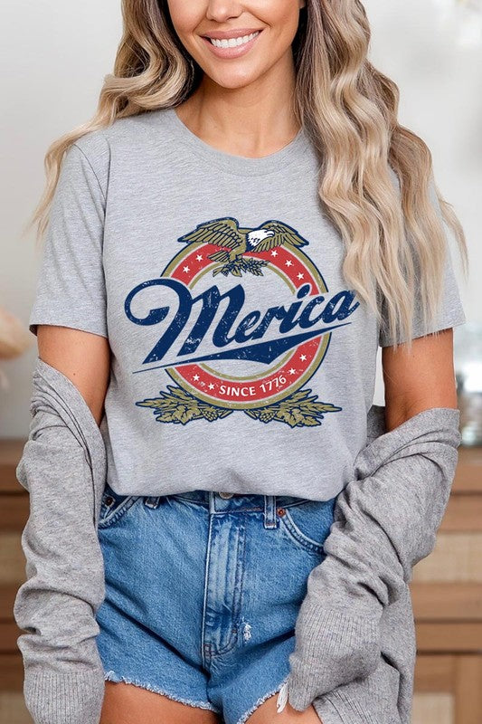 Merica 1776 American Eagle Beer Graphic Tee