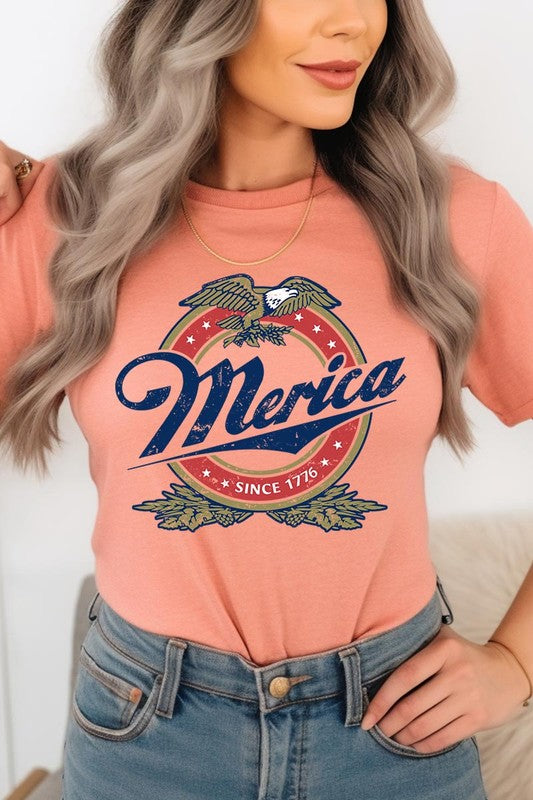 Merica 1776 American Eagle Beer Graphic Tee