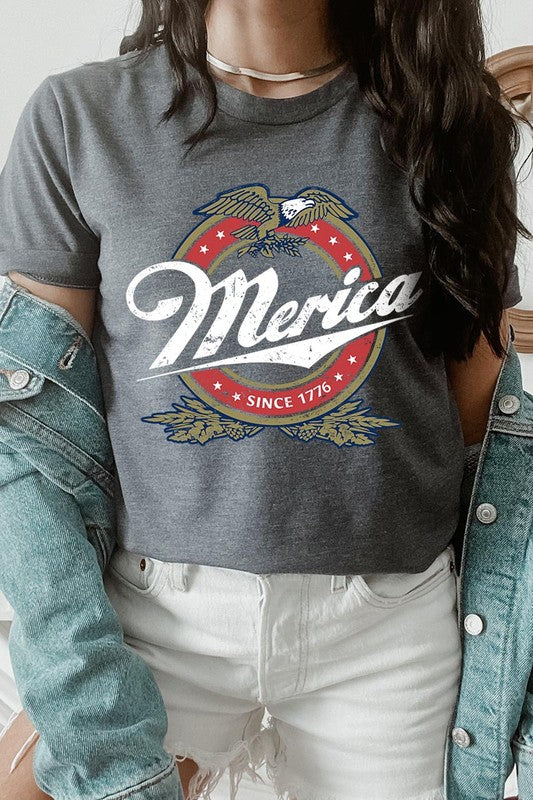 Merica 1776 American Eagle Beer Graphic Tee