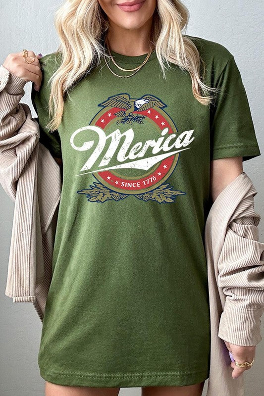 Merica 1776 American Eagle Beer Graphic Tee