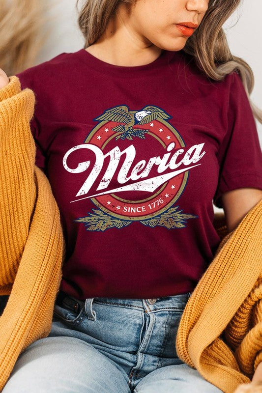 Merica 1776 American Eagle Beer Graphic Tee