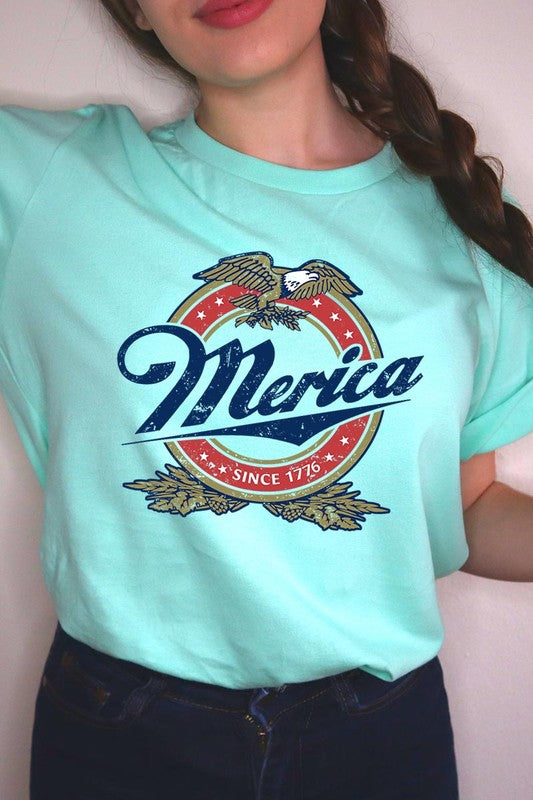 Merica 1776 American Eagle Beer Graphic Tee