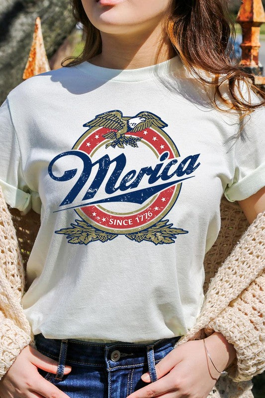 Merica 1776 American Eagle Beer Graphic Tee