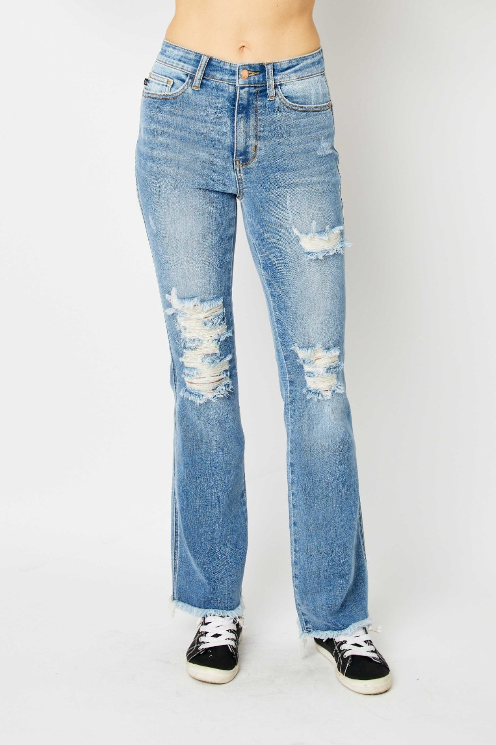 Brynn High Rise Frayed Hem Bootcut Jeans