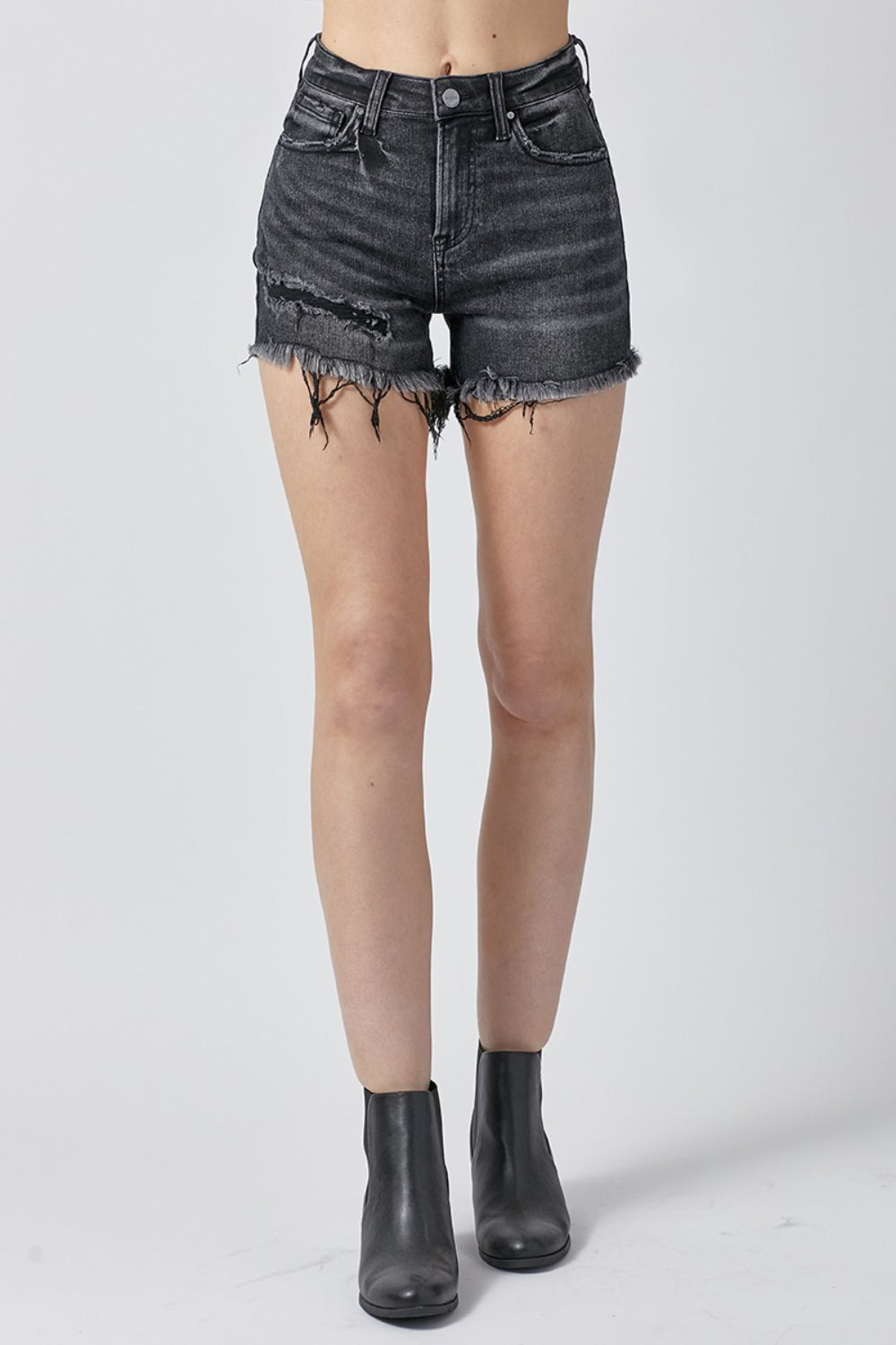 Kohl Frayed Hem Distressed Denim Shorts