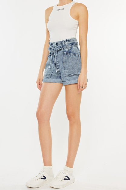 Leigh Ultra High Rise Paperbag Denim Shorts