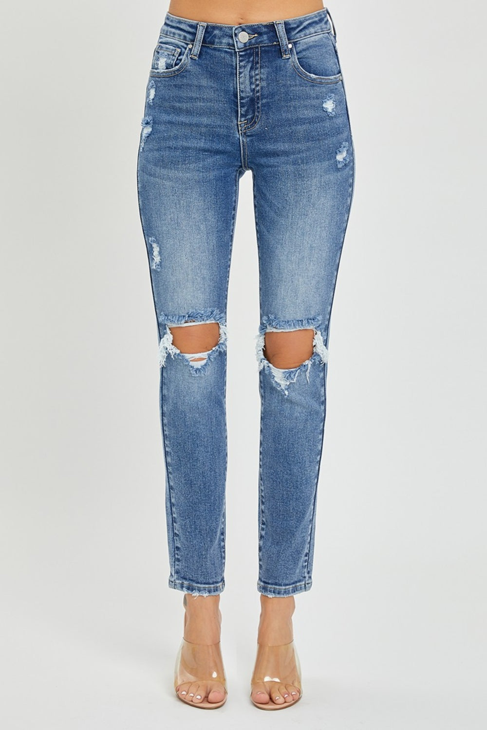 Whitney High Rise Distressed Knee Skinny Jeans