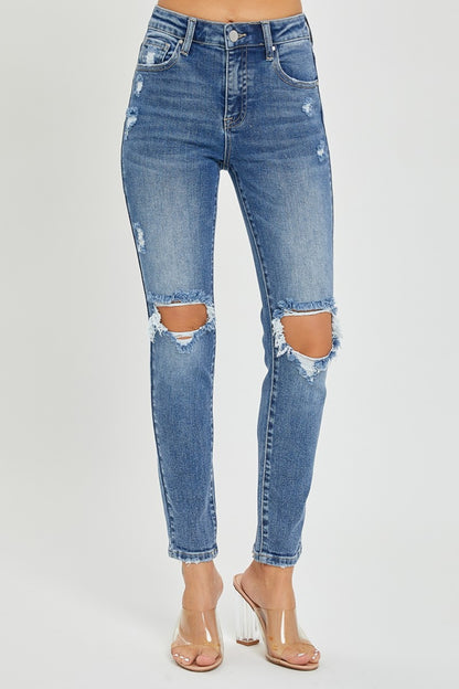 Whitney High Rise Distressed Knee Skinny Jeans