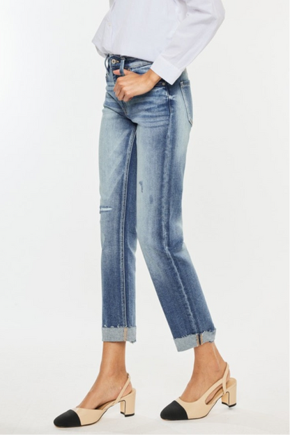 Estelle High Rise Cuffed Straight Jeans