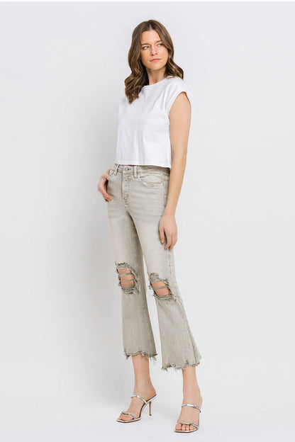 Mya Raw Hem Cropped Flare Jeans