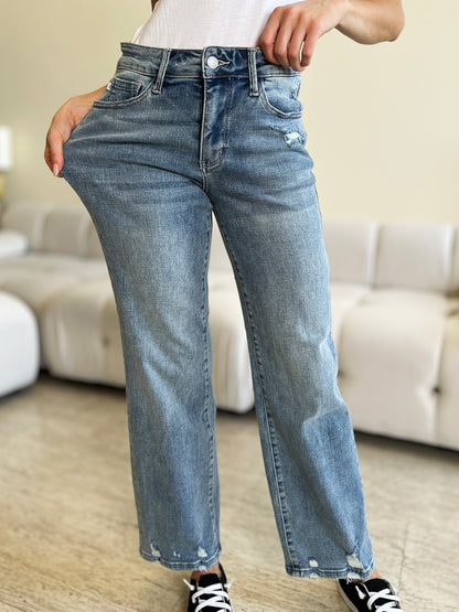 Ronnie High Rise Distressed Straight Jeans