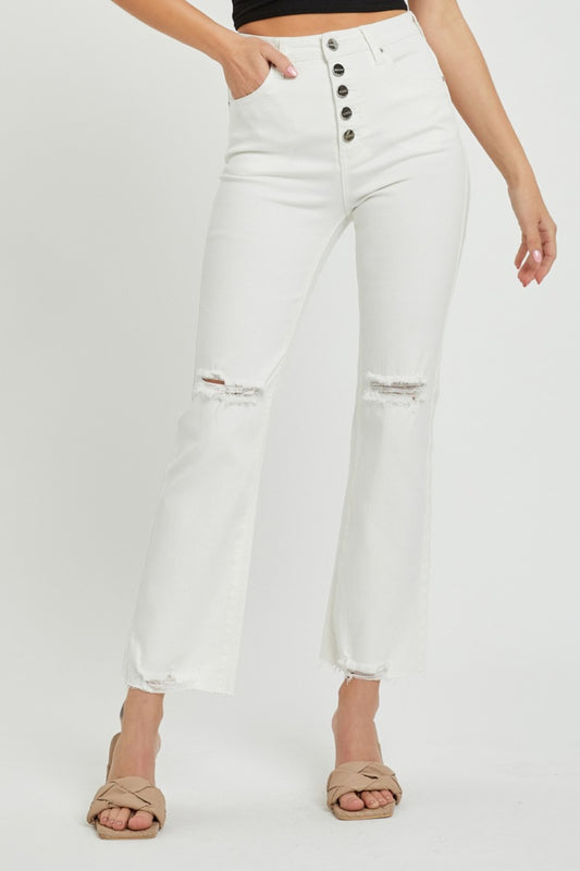 Marci High Rise Button Fly Straight Ankle Jeans