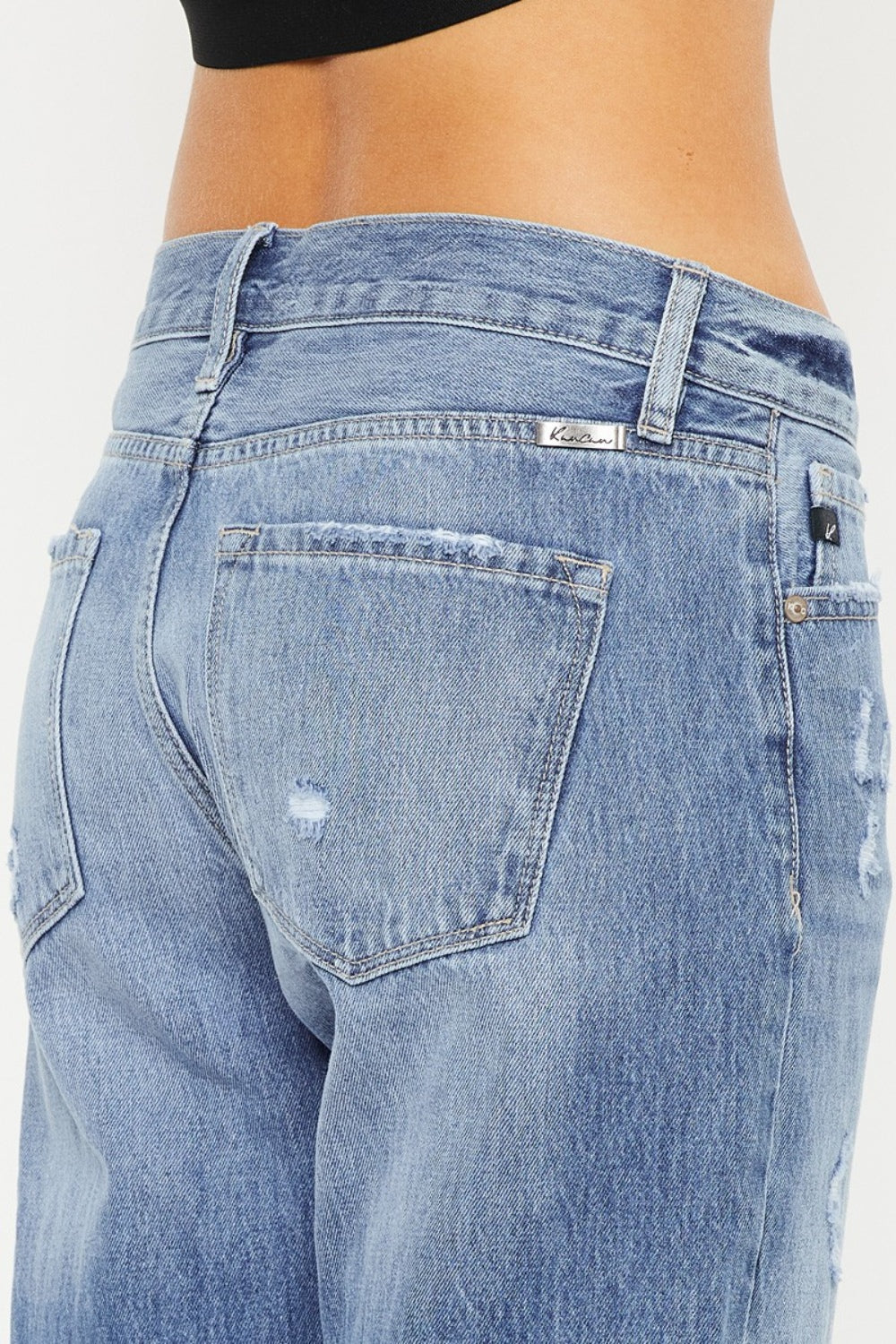 Charlene Mid Rise Distressed Straight Jeans