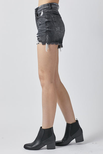 Elaine High Rise Distressed Denim Shorts