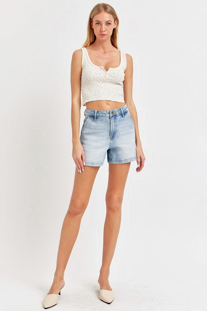 Robby High Rise Denim Utility Shorts