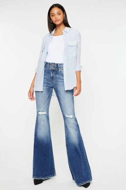 Parker High Rise Double Button Super Flare Jeans