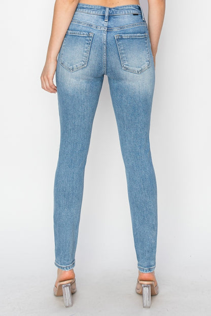 Heather High Rise Distressed Knee Skinny Jeans