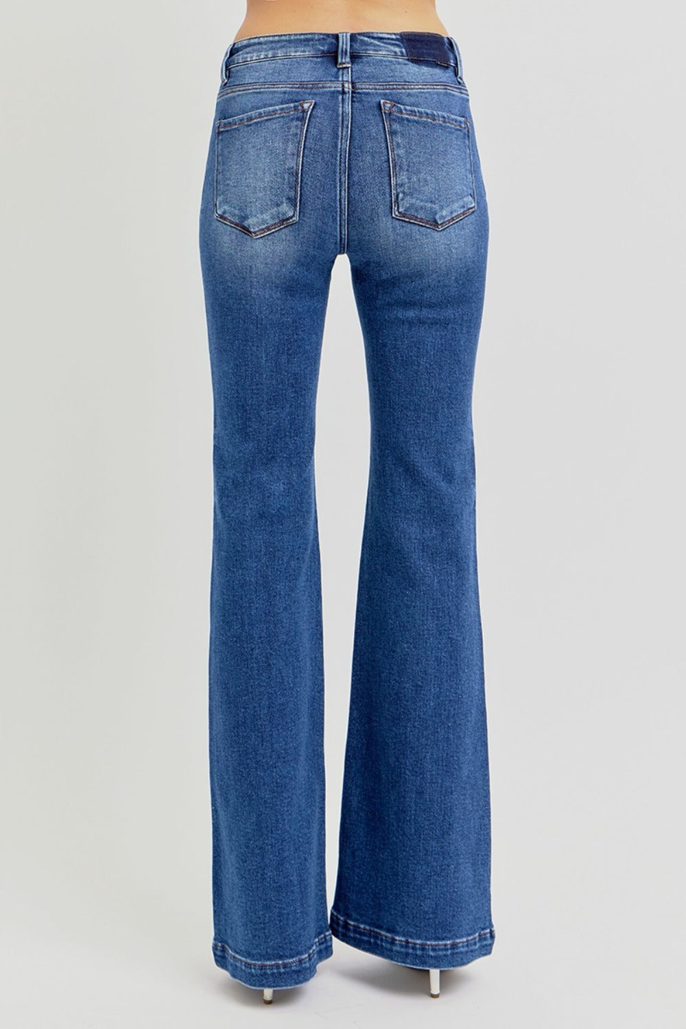 Megs Low Rise Whisker Wash Flare Jeans