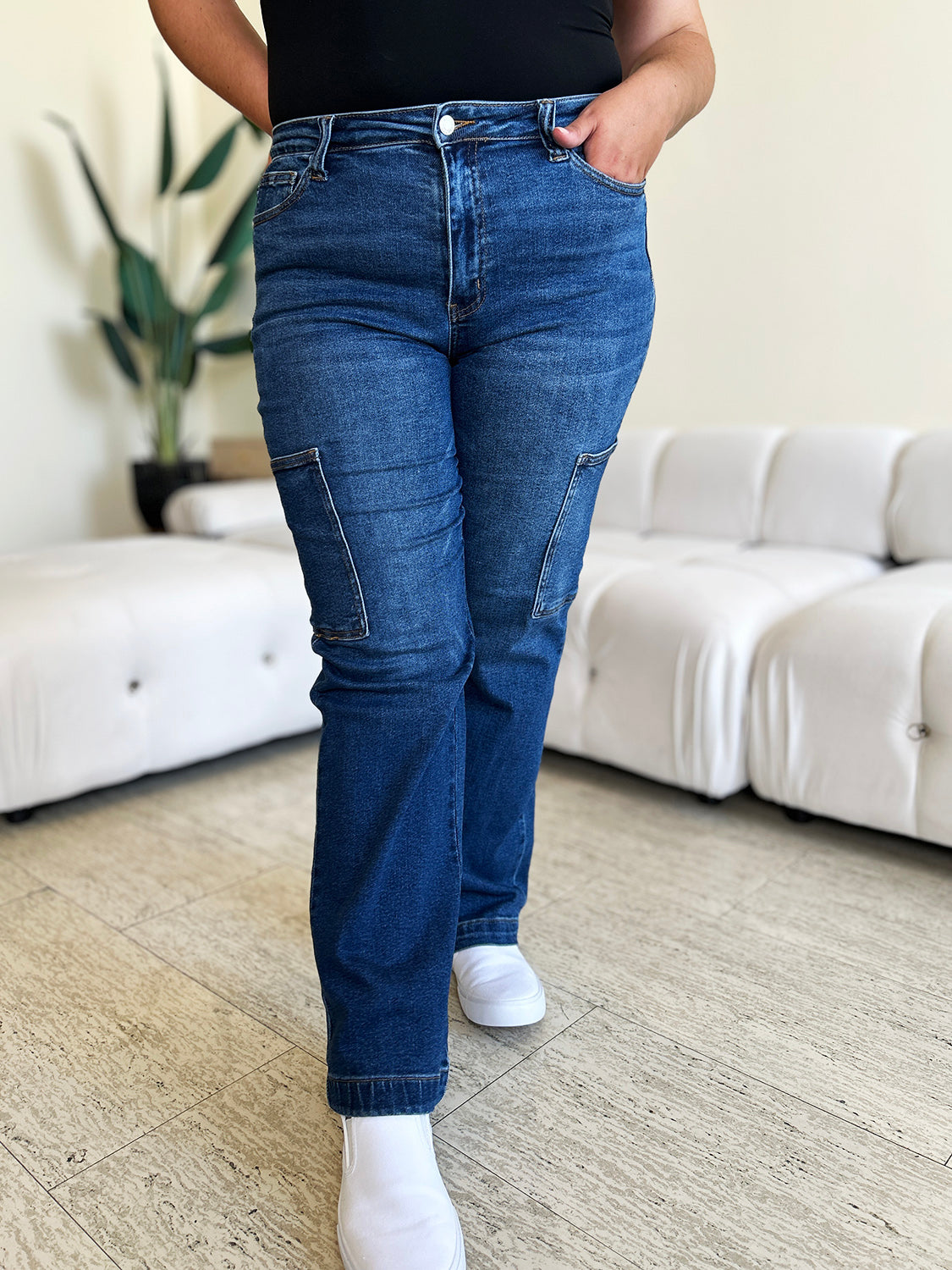 Ally High Rise Straight Cargo Jeans