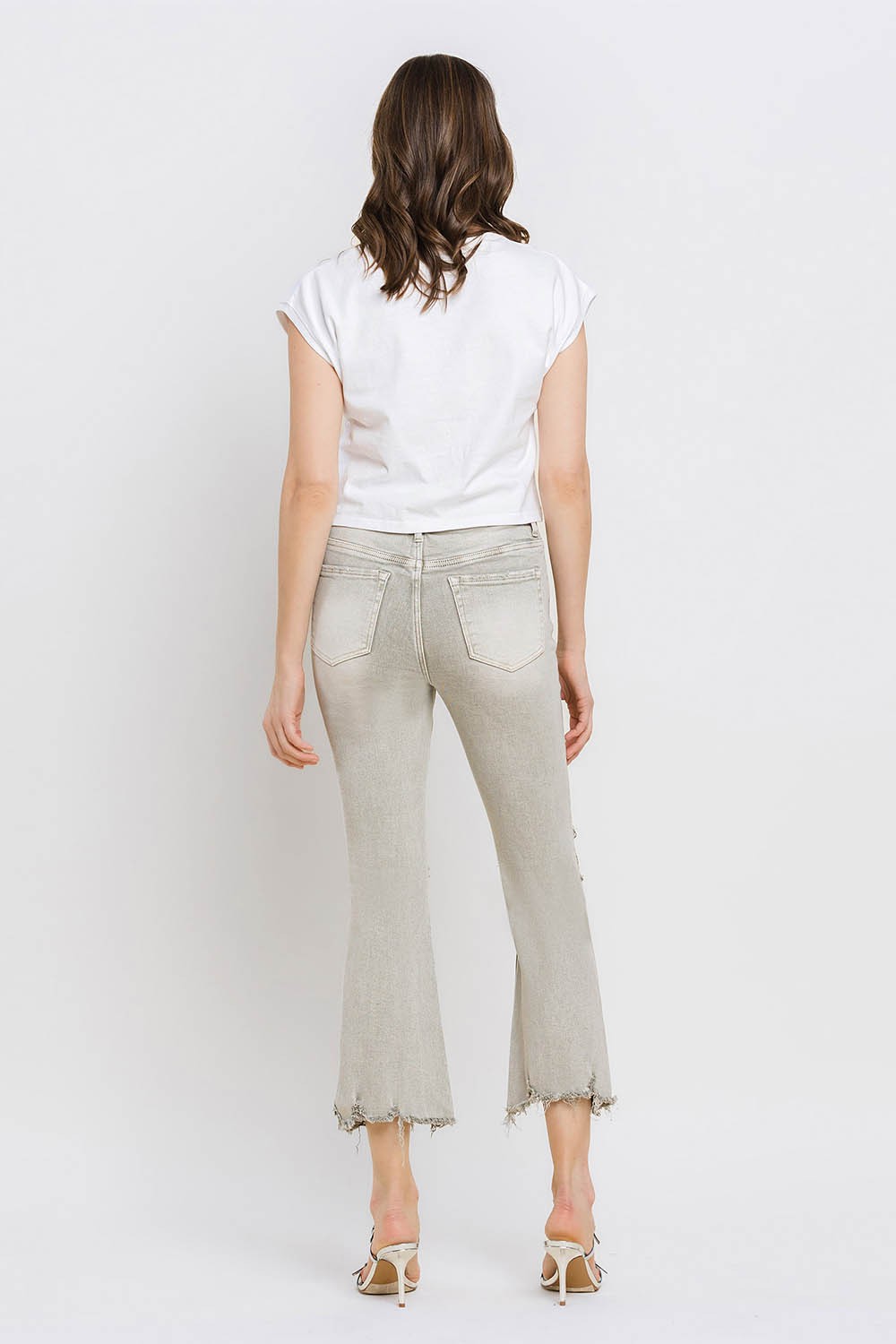 Mya Raw Hem Cropped Flare Jeans