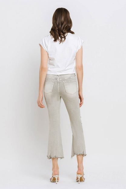 Mya Raw Hem Cropped Flare Jeans