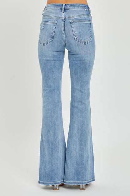 Savannah High Rise Frayed Hem Flare Jeans