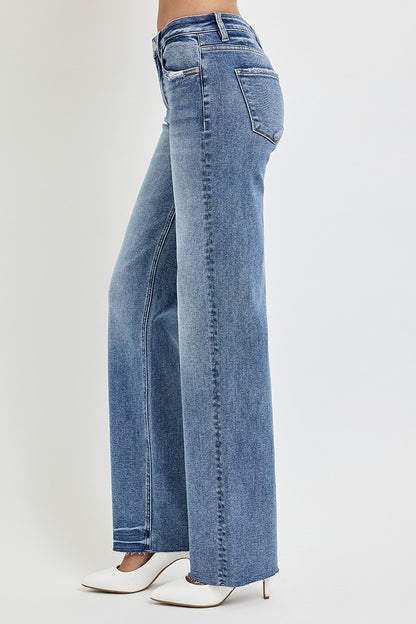 Karla High Rise Raw Hem Straight Leg Jeans