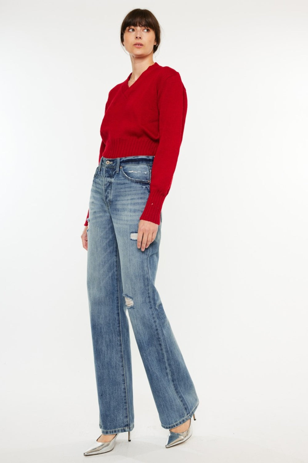 Lena High Rise Distressed Bootcut Jeans